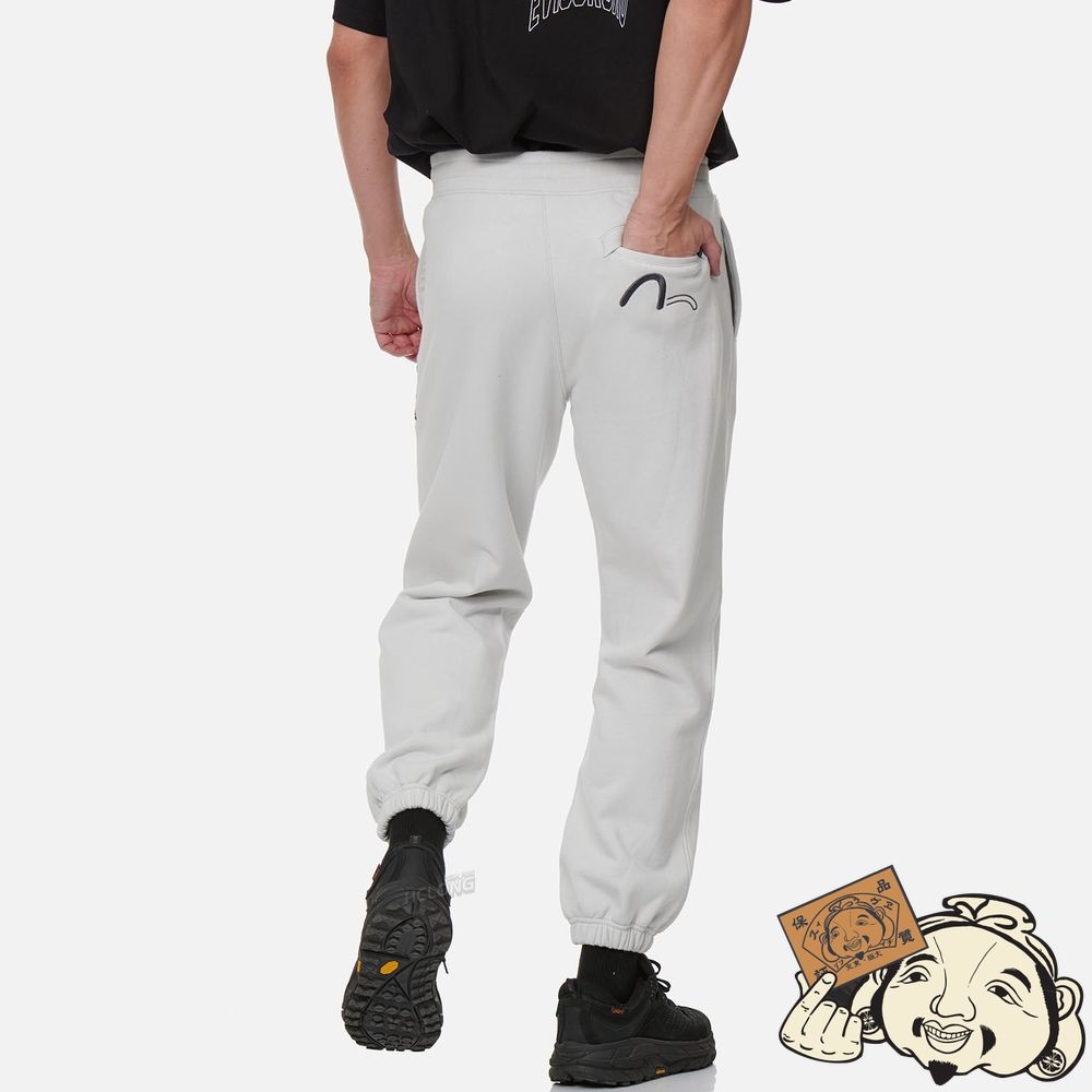 Men Evisu LOGO PRINT WIDE LEG SWEATPANTS Grise | 859VOKDMZ