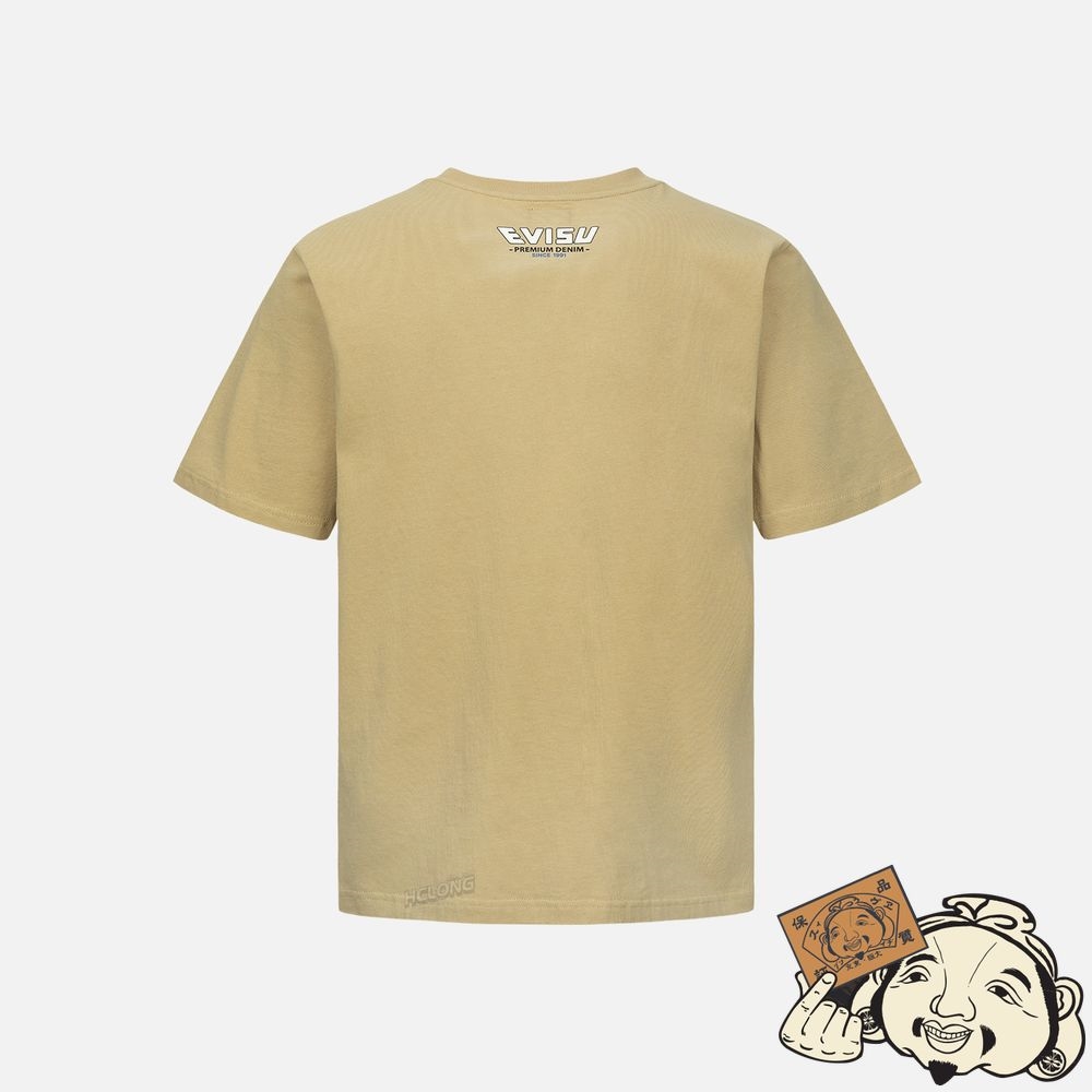 Men Evisu LUCKY CAT DRUMMING GRAPHICS PRINT T-SHIRT Beige | 286ELFODJ