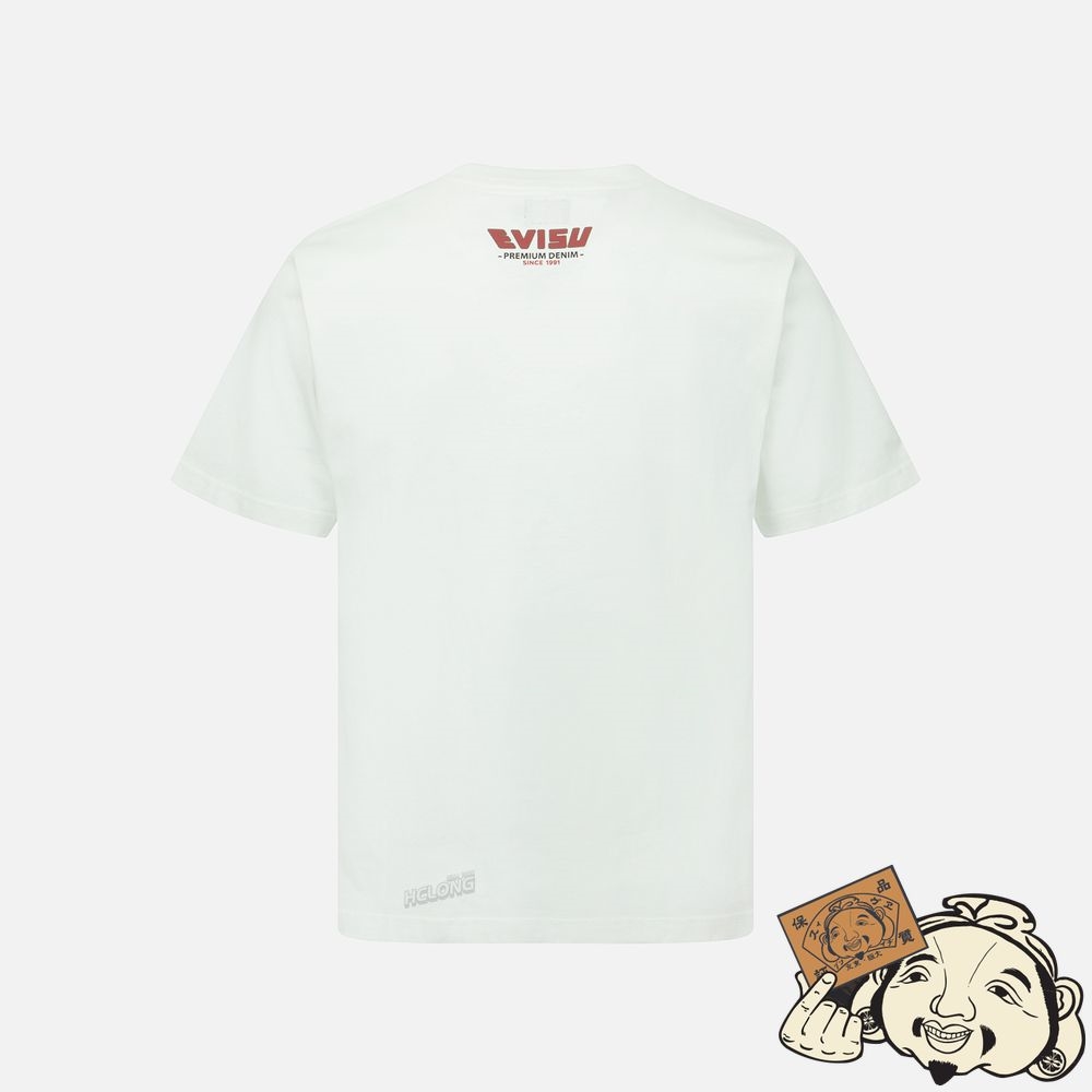 Men Evisu LUCKY CAT DRUMMING GRAPHICS PRINT T-SHIRT Blanche | 897SZYXAO