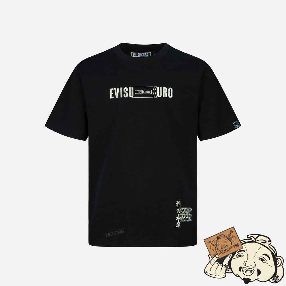 Men Evisu METALLIC SEAGULL EMBROIDERY T-SHIRT Noir | 814OWESVA