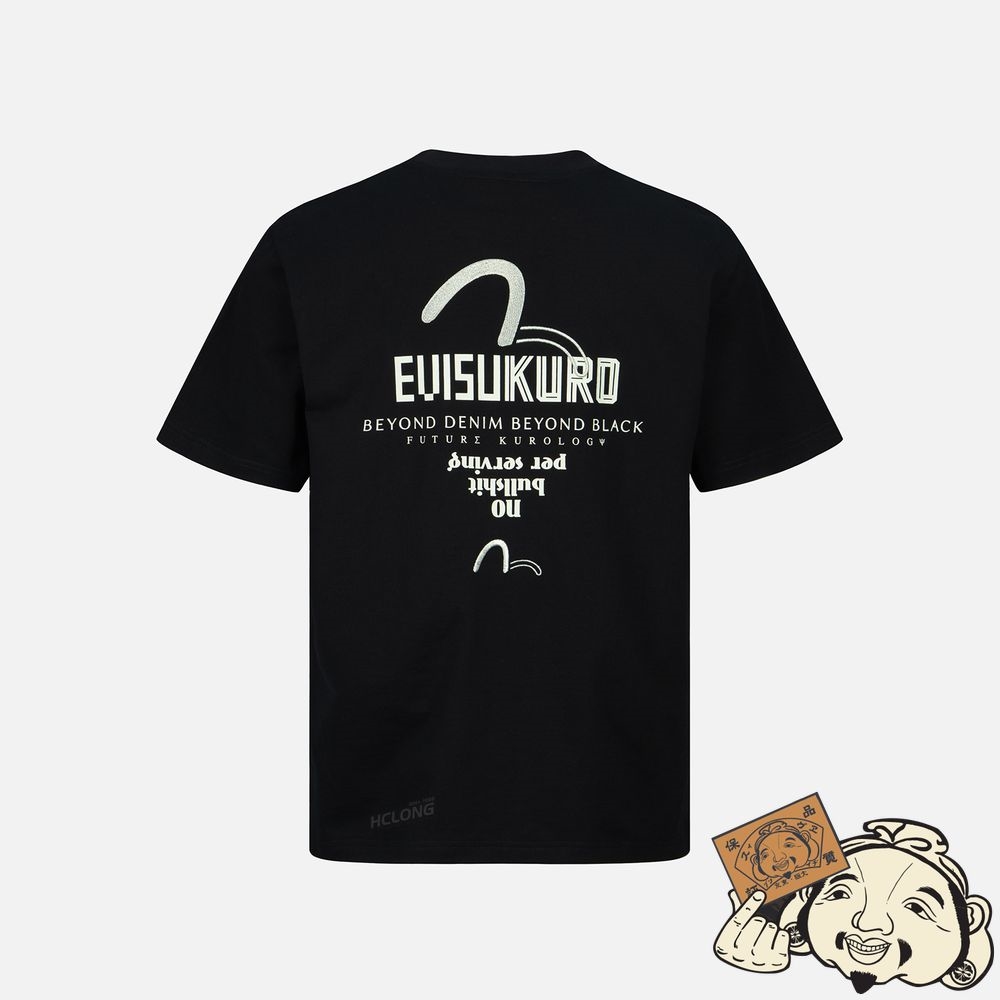 Men Evisu METALLIC SEAGULL EMBROIDERY T-SHIRT Noir | 814OWESVA