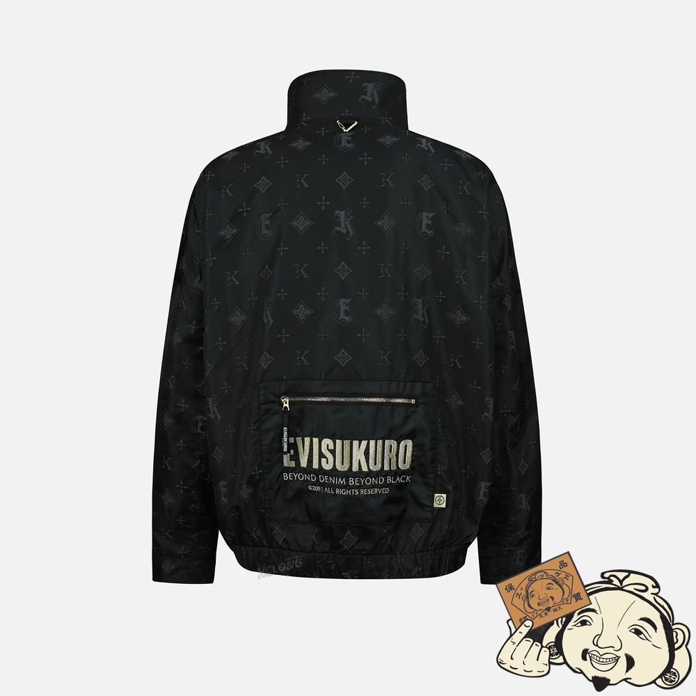 Men Evisu MONOGRAM KAMON AND LOGO JACQUARD BOMBER JACKET Noir | 501TQHEYJ