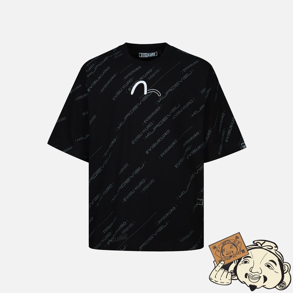 Men Evisu MONOGRAM LOGO PRINT T-SHIRT Noir | 397PYGWFN