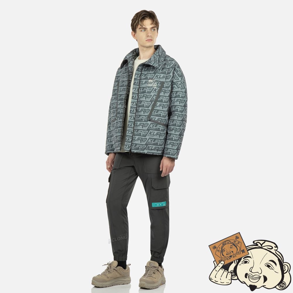 Men Evisu MONOGRAM PRINT PADDED JACKET Grise | 360TXJFGY