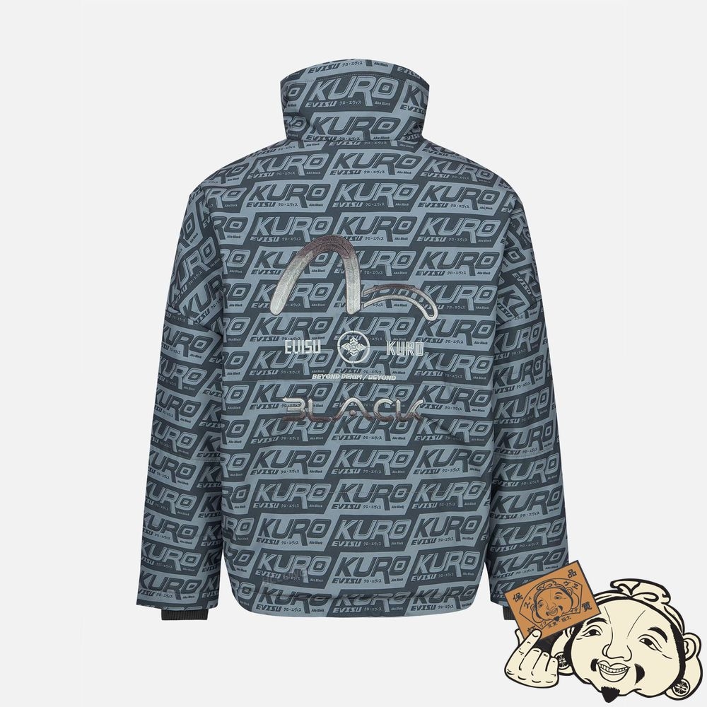 Men Evisu MONOGRAM PRINT PADDED JACKET Grise | 360TXJFGY