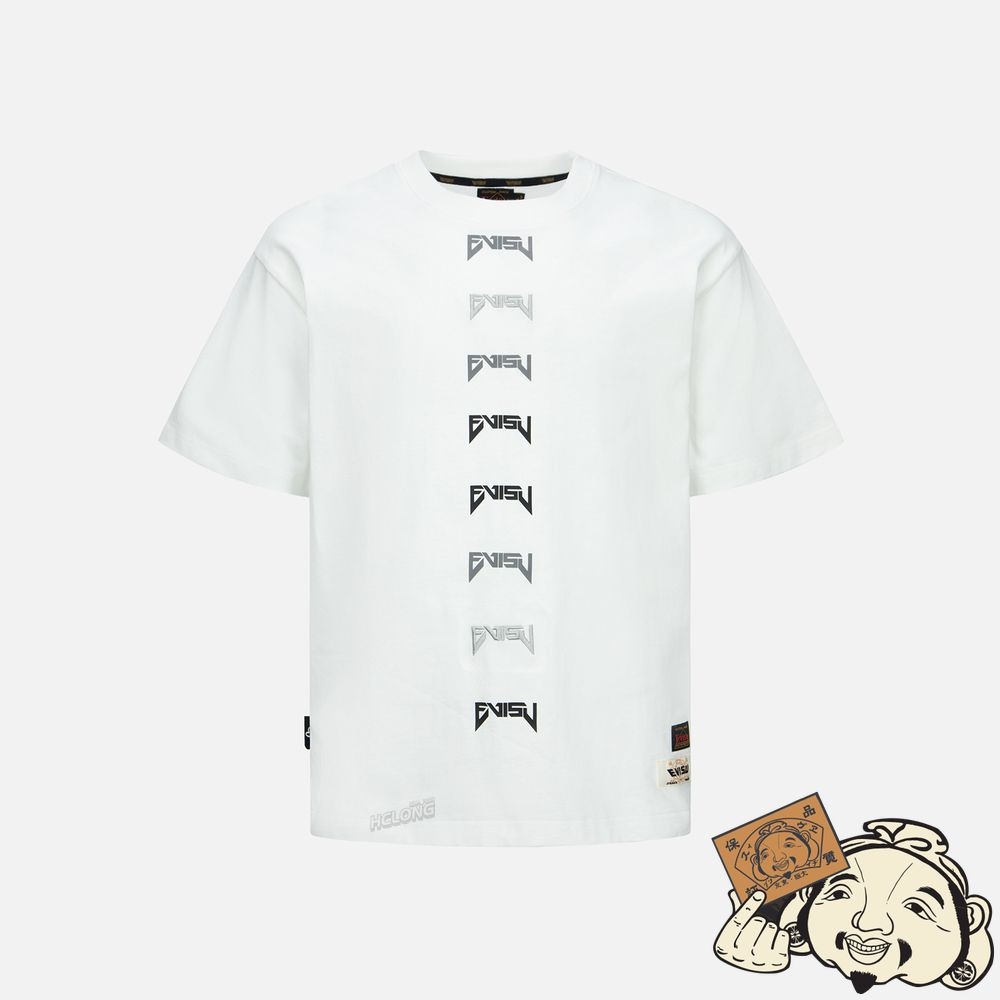 Men Evisu MULTIPLE LOGO AND GODHEAD PRINT T-SHIRT Blanche | 094GUIQMN