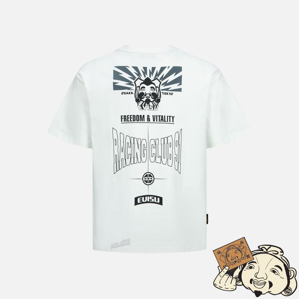 Men Evisu MULTIPLE LOGO AND GODHEAD PRINT T-SHIRT Blanche | 094GUIQMN