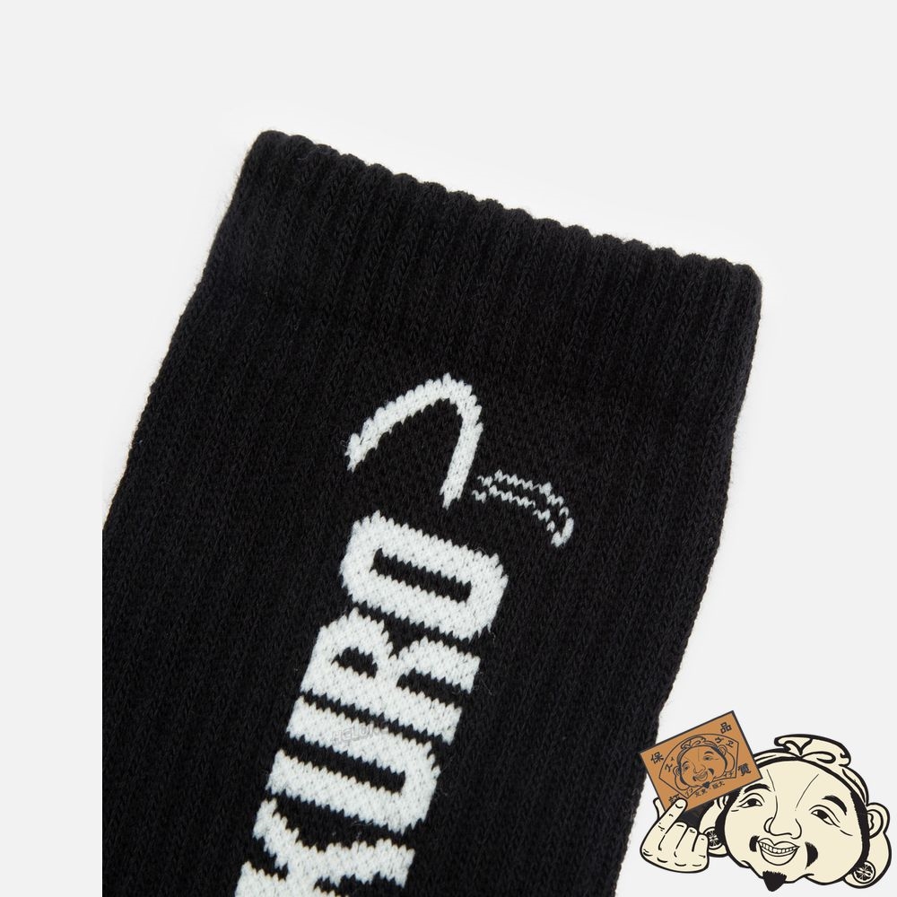 Men Evisu MULTI-LOGO AND SLOGAN JACQUARD LONG SOCKS Noir | 549LMUVJT