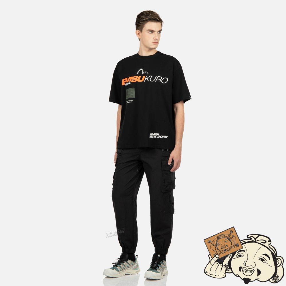 Men Evisu MULTI POCKET CARGO PANTS Noir | 640VLDUTH