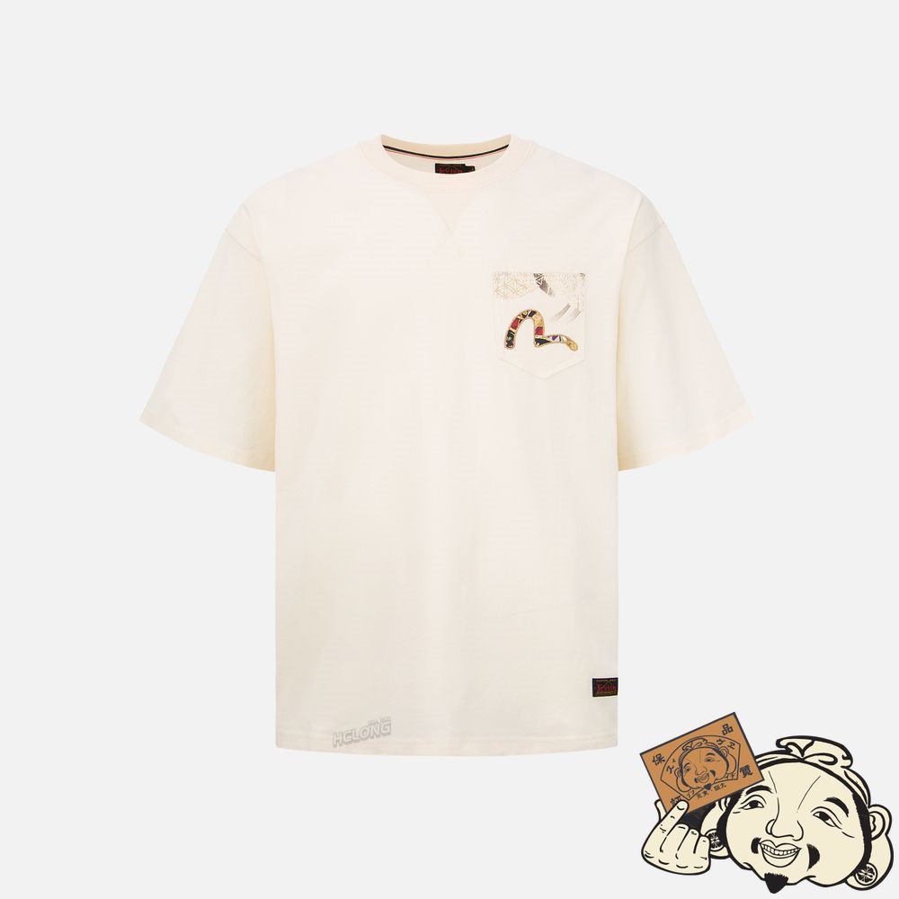 Men Evisu MULTI-POCKET FOIL-PRINT T-SHIRT Beige | 468RYZXKC