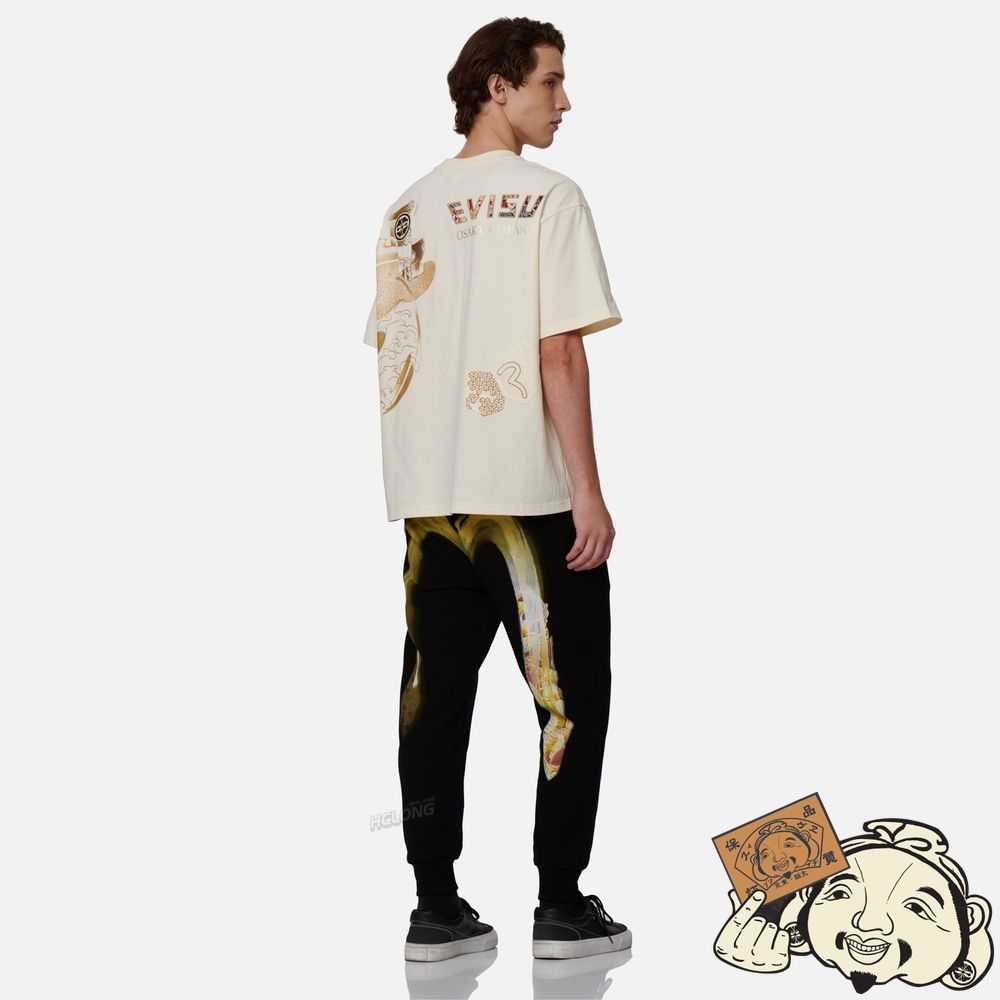 Men Evisu MULTI-POCKET FOIL-PRINT T-SHIRT Beige | 468RYZXKC