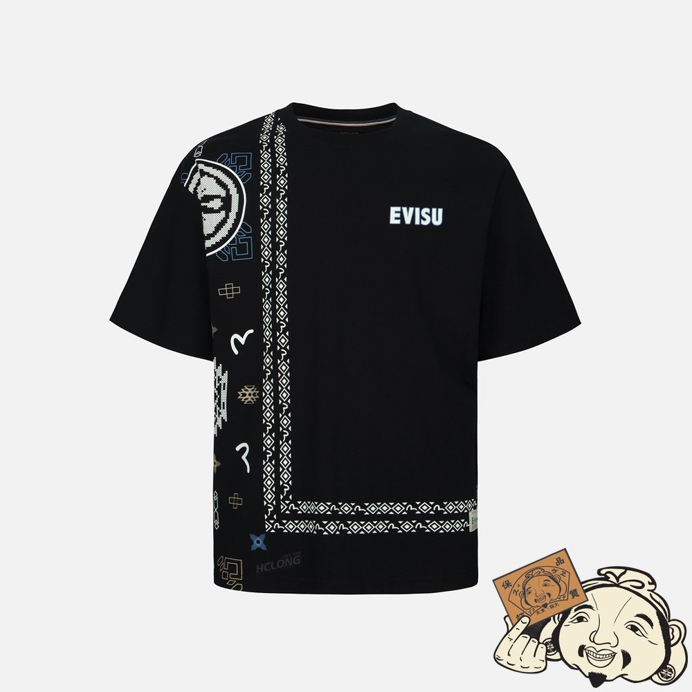 Men Evisu NOMADIC BRANDING PRINT T-SHIRT Noir | 562WPMOIZ