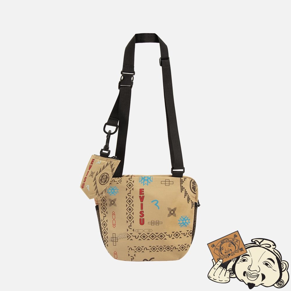 Men Evisu NOMADIC PATTERN ALLOVER PRINT CROSSBODY BAG Beige | 804SODKPV