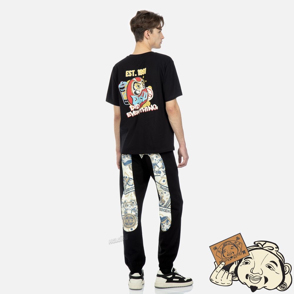 Men Evisu NOMADIC PATTERN AND DARUMA DAICOCK PRINT SWEATPANTS Noir | 670GHFUZN