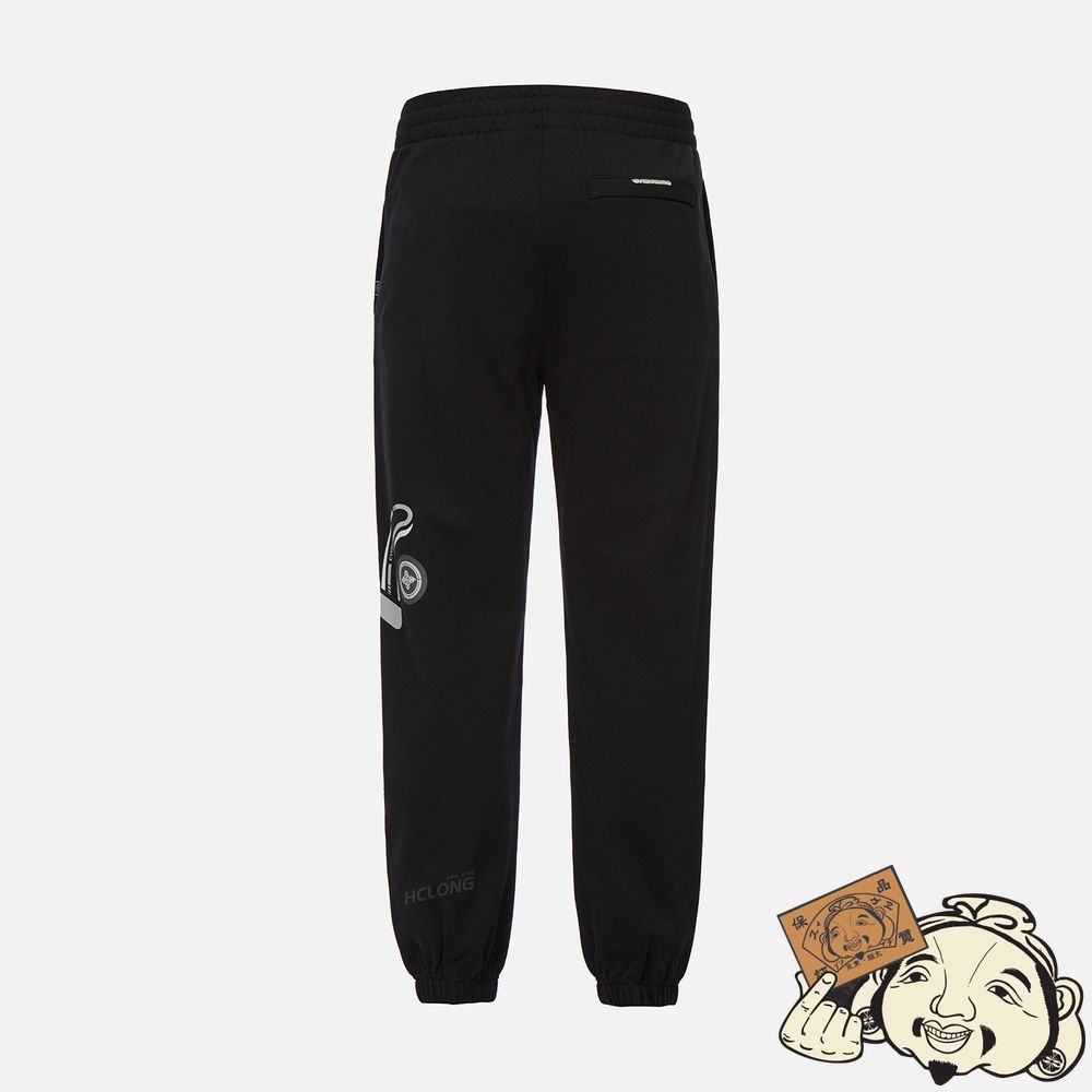 Men Evisu REFLECTIVE SEAGULL PRINT SWEATPANTS Noir | 021DWRATO