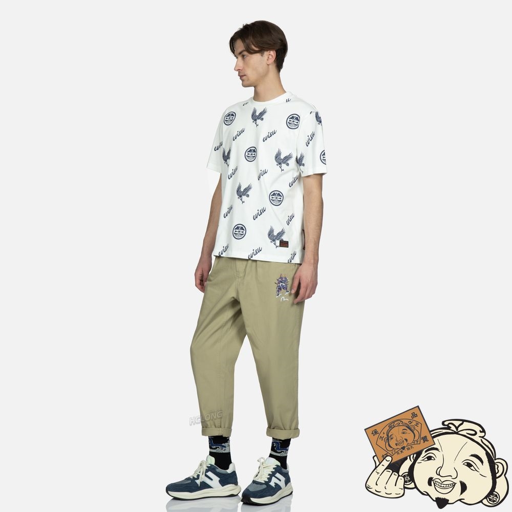 Men Evisu SAMURAI PRINT CHINO PANTS Beige | 630XMUTEY