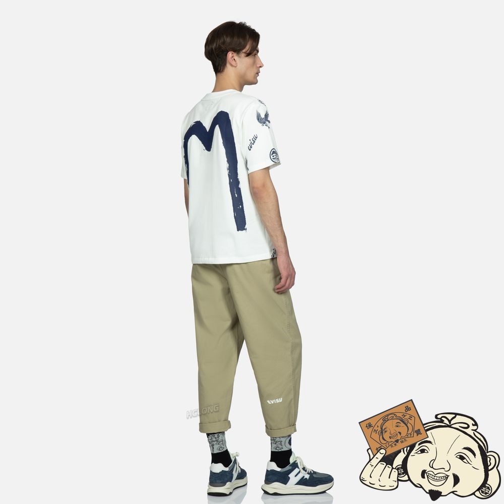 Men Evisu SAMURAI PRINT CHINO PANTS Beige | 630XMUTEY