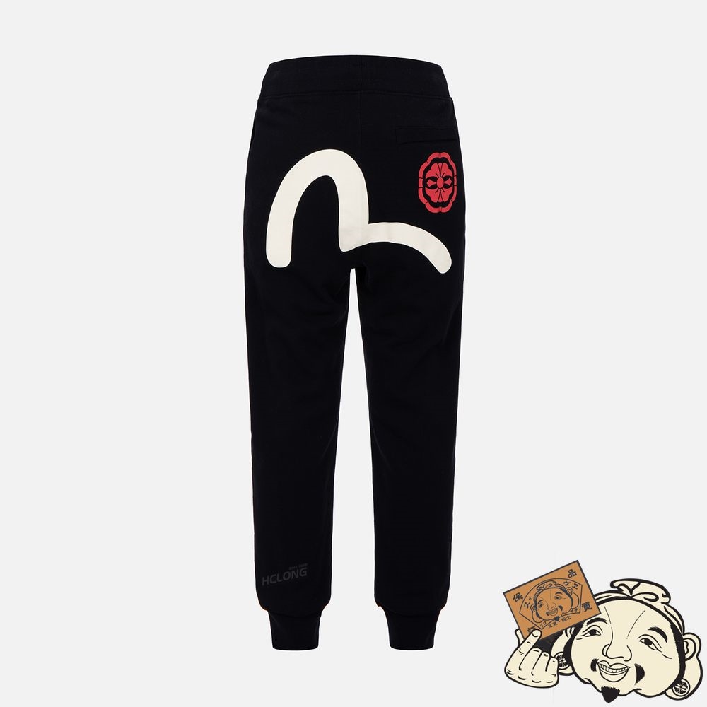 Men Evisu SEAGULL AND KAMON PRINT SWEATPANTS Noir | 684TOBRZN