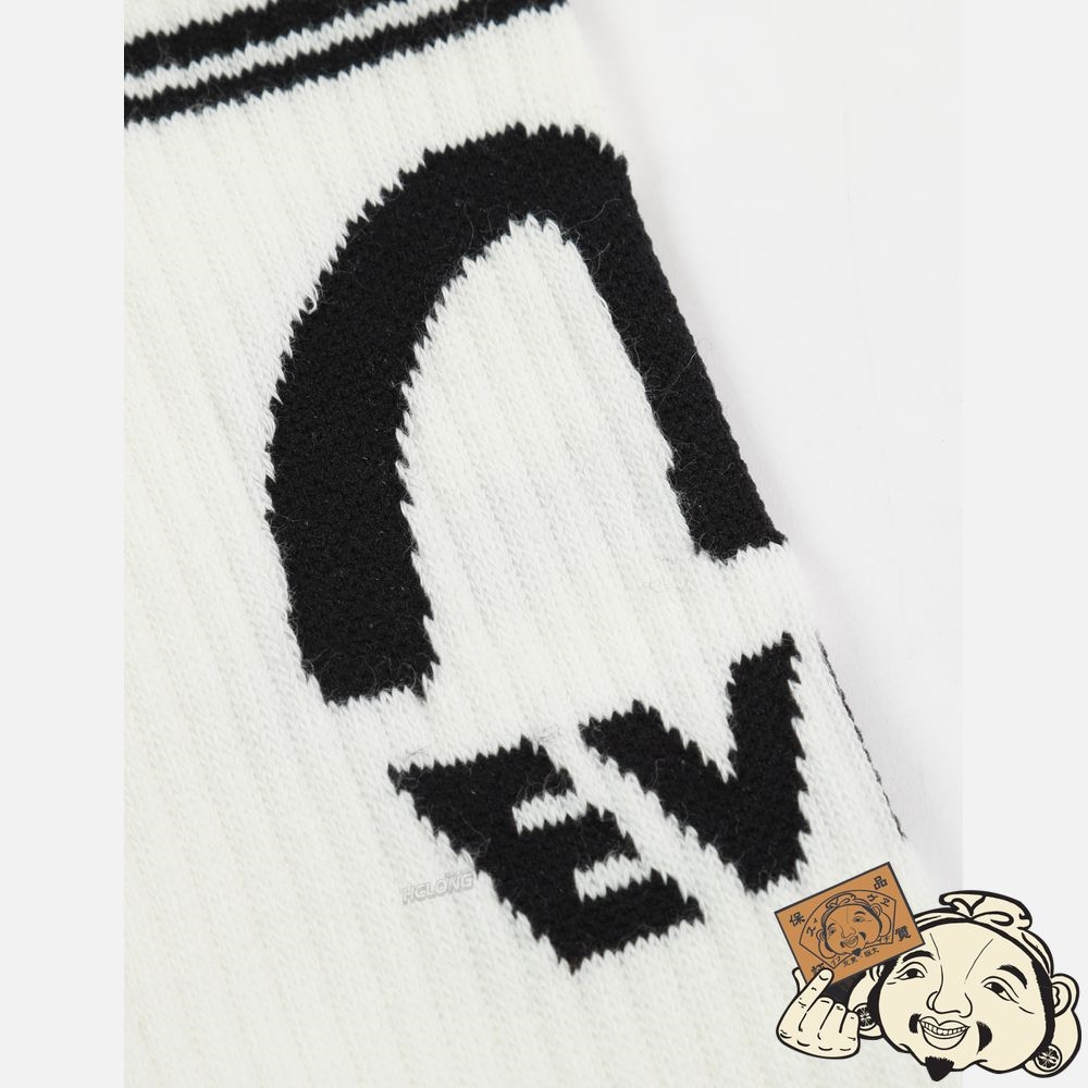 Men Evisu SEAGULL AND LOGO JACQUARD LONG SOCKS Blanche | 671KNCJBE