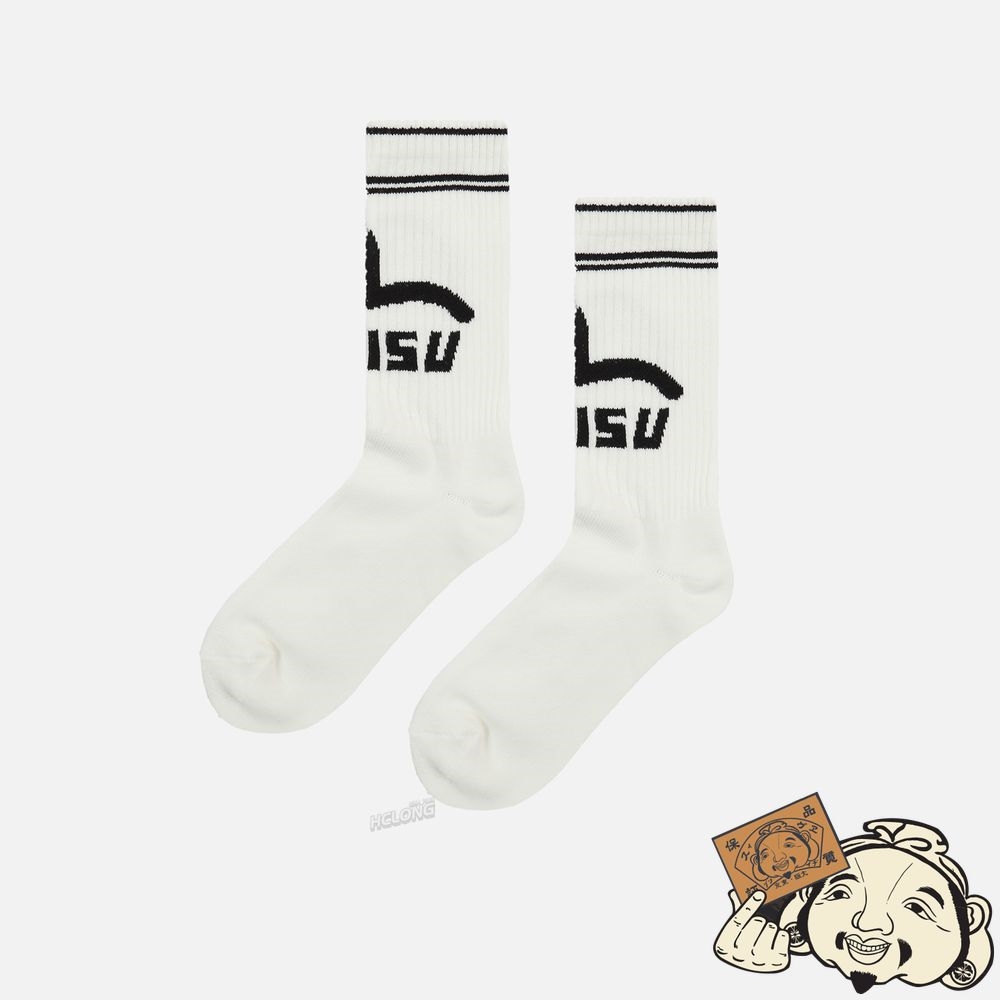 Men Evisu SEAGULL AND LOGO JACQUARD LONG SOCKS Blanche | 671KNCJBE