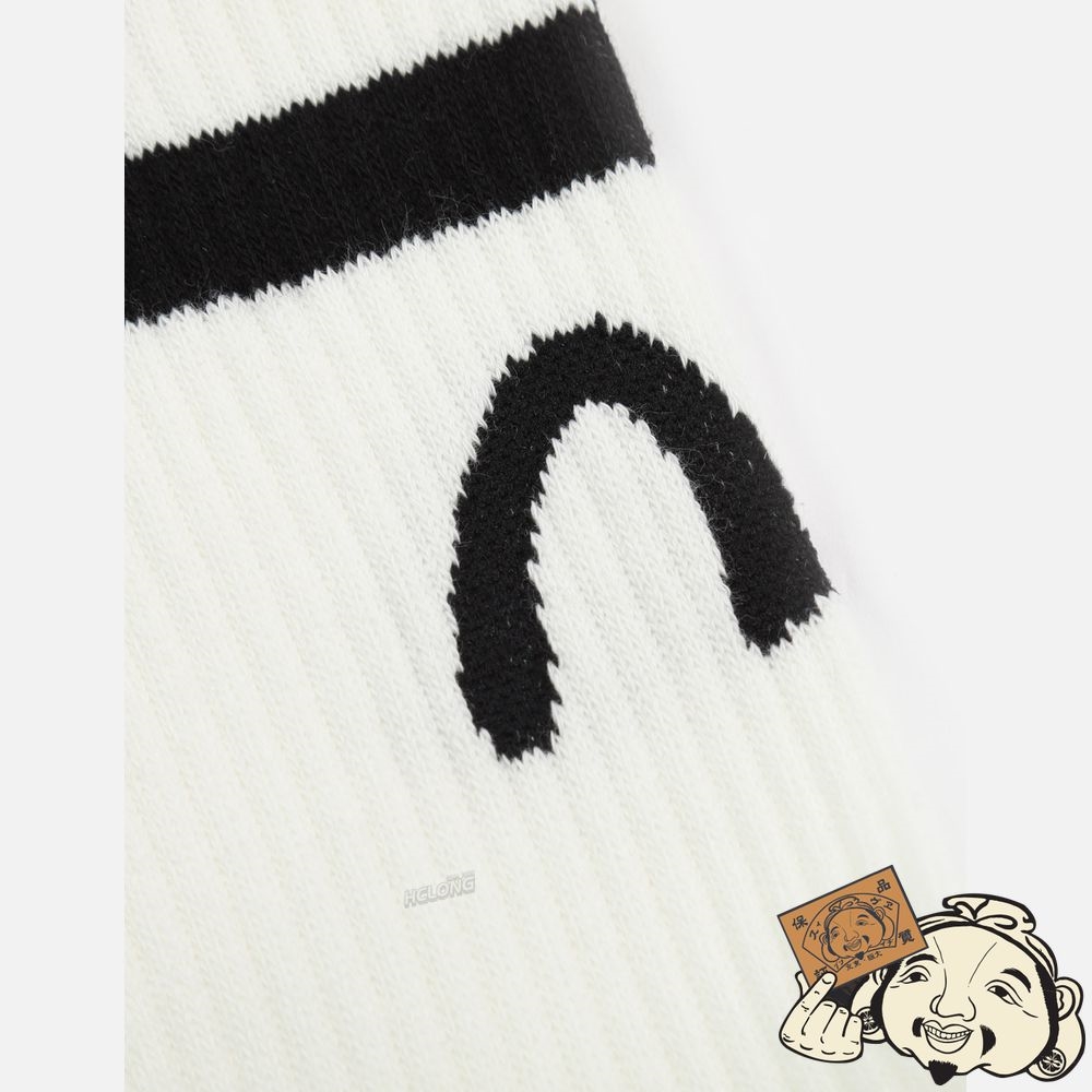 Men Evisu SEAGULL AND LOGO JACQUARD LONG SOCKS Blanche | 829TNHKEG