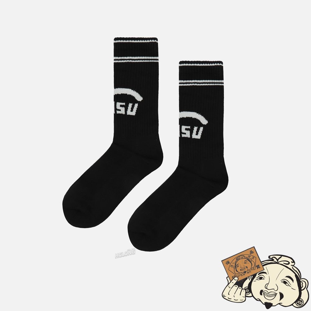 Men Evisu SEAGULL AND LOGO JACQUARD LONG SOCKS Noir | 896CJQDPS