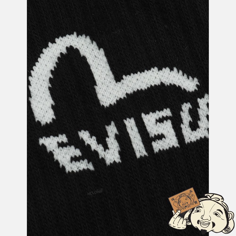 Men Evisu SEAGULL AND LOGO JACQUARD MID SOCKS Noir | 419FYSAWM