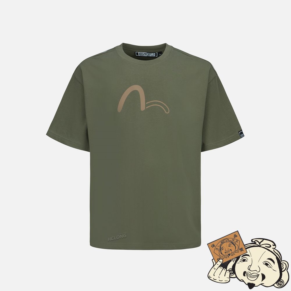 Men Evisu SEAGULL AND LOGO PRINT T-SHIRT Vert | 359BHKJYP