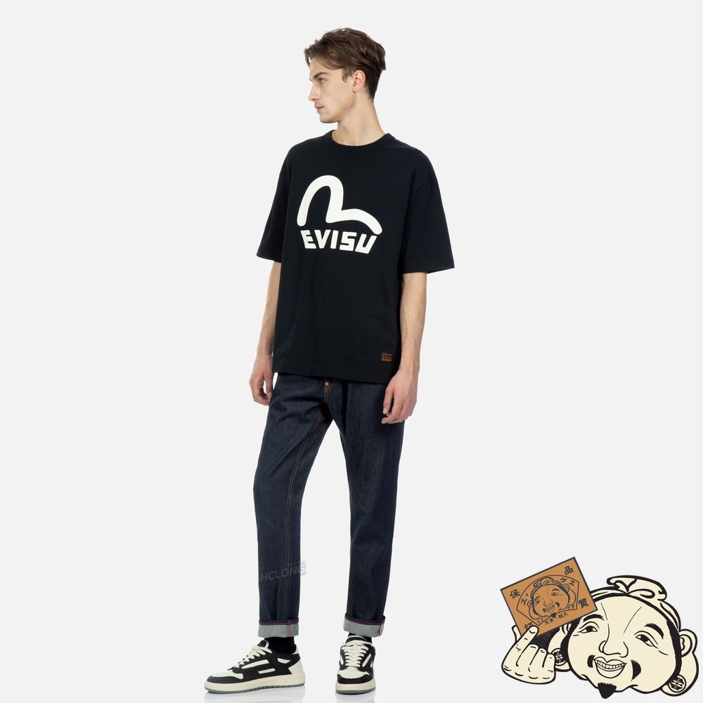 Men Evisu SEAGULL AND LOGO PRINT T-SHIRT Noir | 760QZKEPY