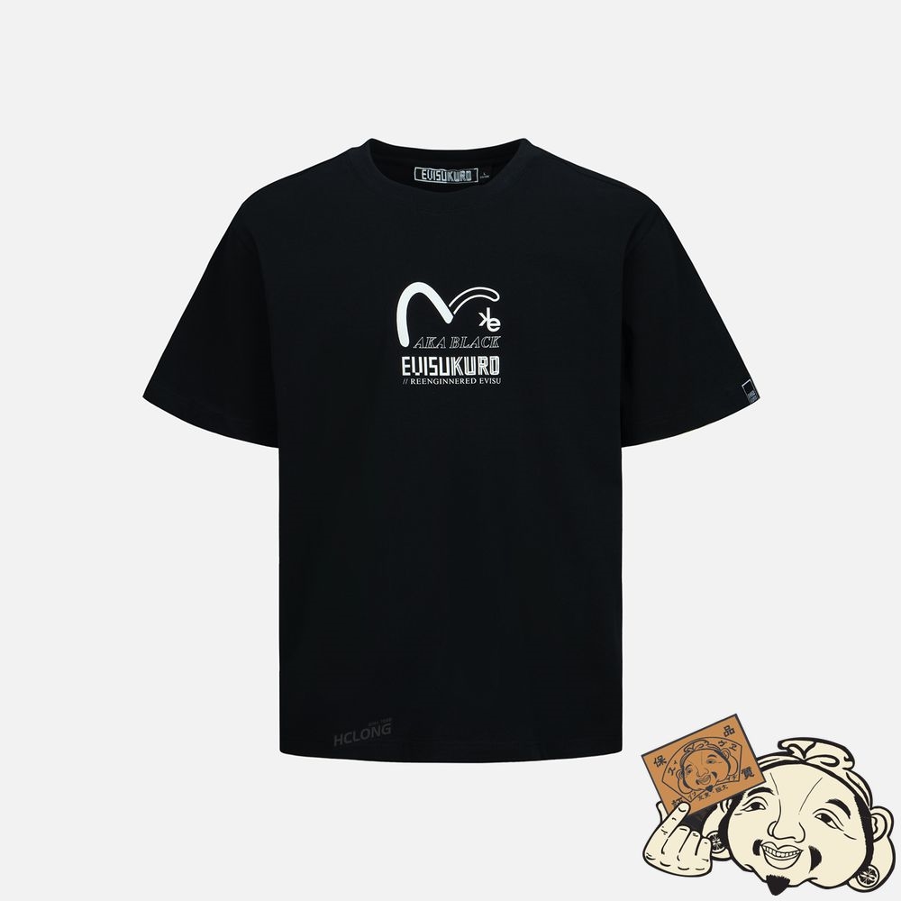 Men Evisu SEAGULL AND LOGO PRINT T-SHIRT Noir | 953HYJSXC