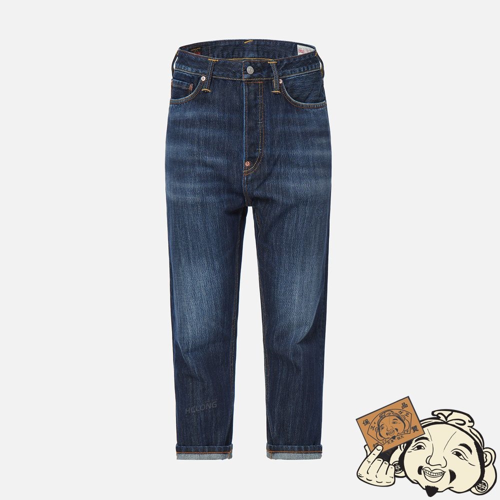 Men Evisu SEAGULL AND PROVERB PRINT CROPPED FIT JEANS #2027 Indigo | 890DBFTYS