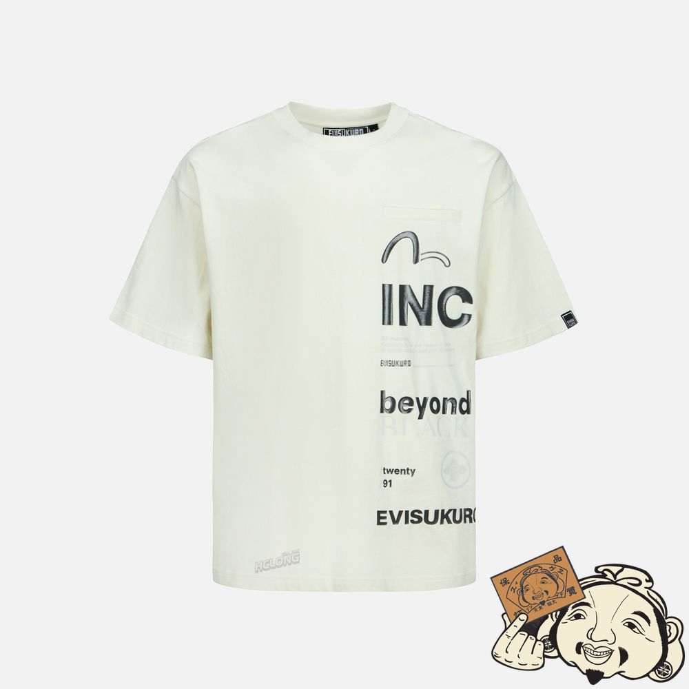 Men Evisu SEAGULL AND SLOGAN PRINT BOXY T-SHIRT Beige | 159DMSBNP