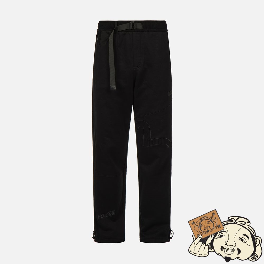 Men Evisu SEAGULL APPLIQUÉ PATCHWORK SWEATPANTS Noir | 869PUBYOR