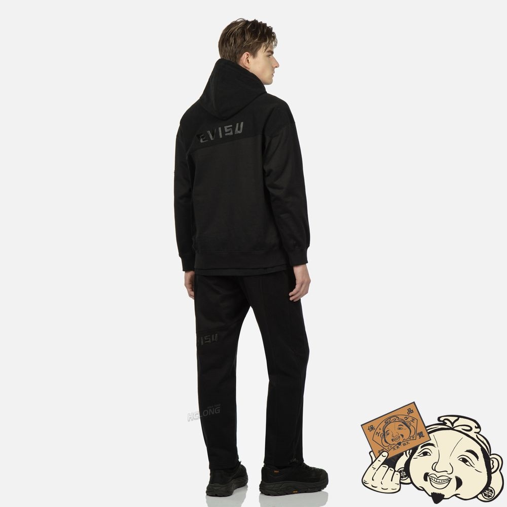 Men Evisu SEAGULL APPLIQUÉ PATCHWORK SWEATPANTS Noir | 869PUBYOR