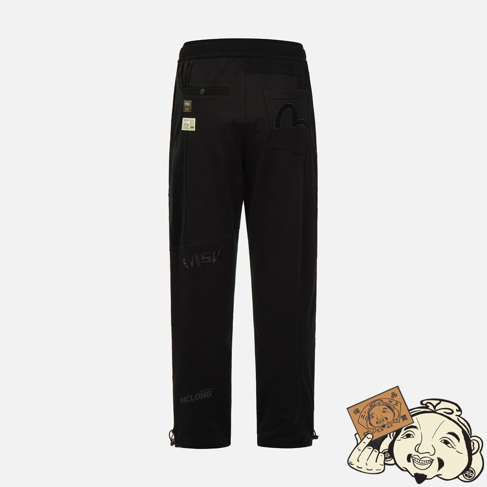 Men Evisu SEAGULL APPLIQUÉ PATCHWORK SWEATPANTS Noir | 869PUBYOR