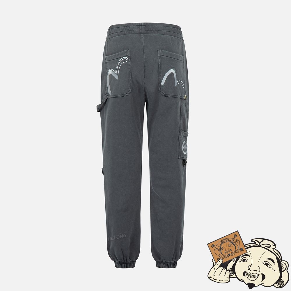 Men Evisu SEAGULL EMBROIDERY SWEATPANTS CHARCOAL | 314YAKFBX