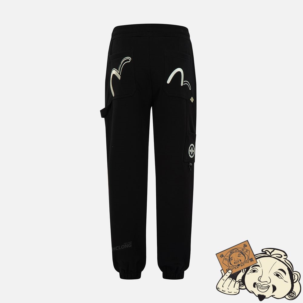 Men Evisu SEAGULL EMBROIDERY SWEATPANTS Noir | 518NKSAFH