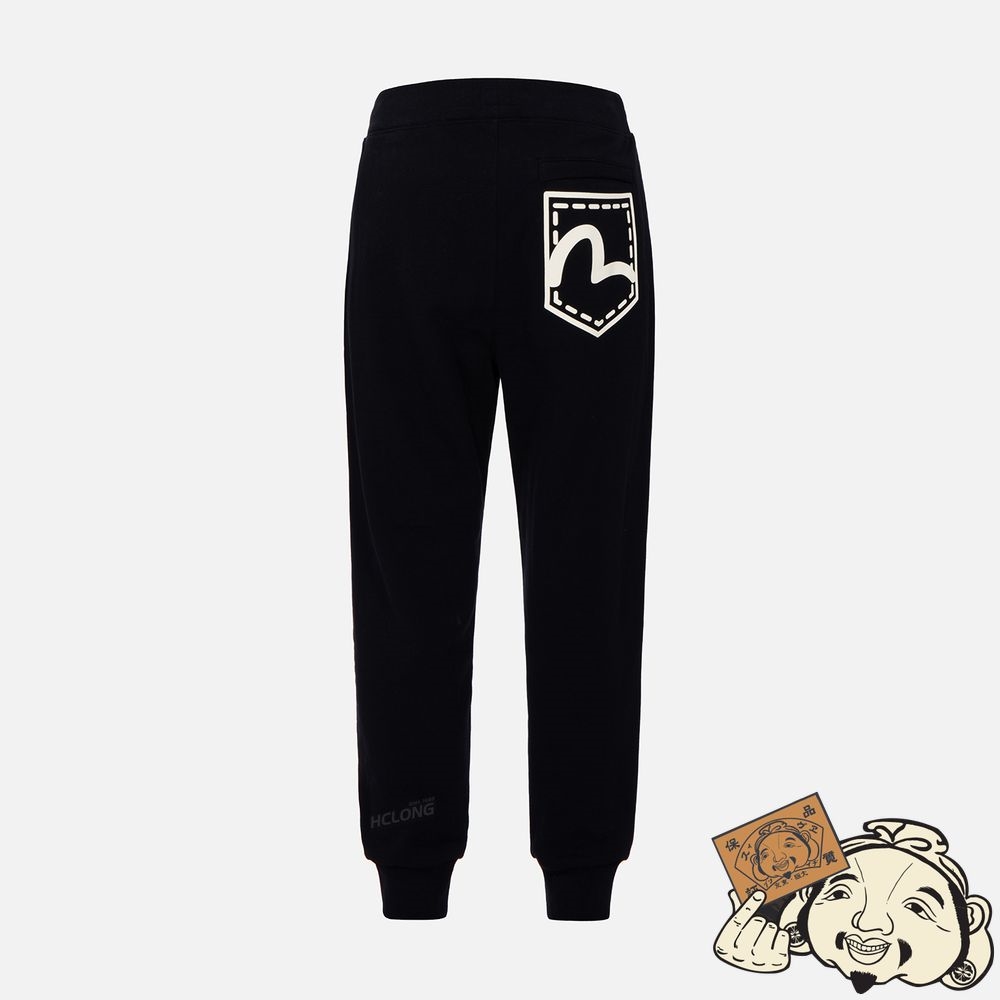 Men Evisu SEAGULL POCKET PRINT SWEATPANTS Noir | 930KVOCAR