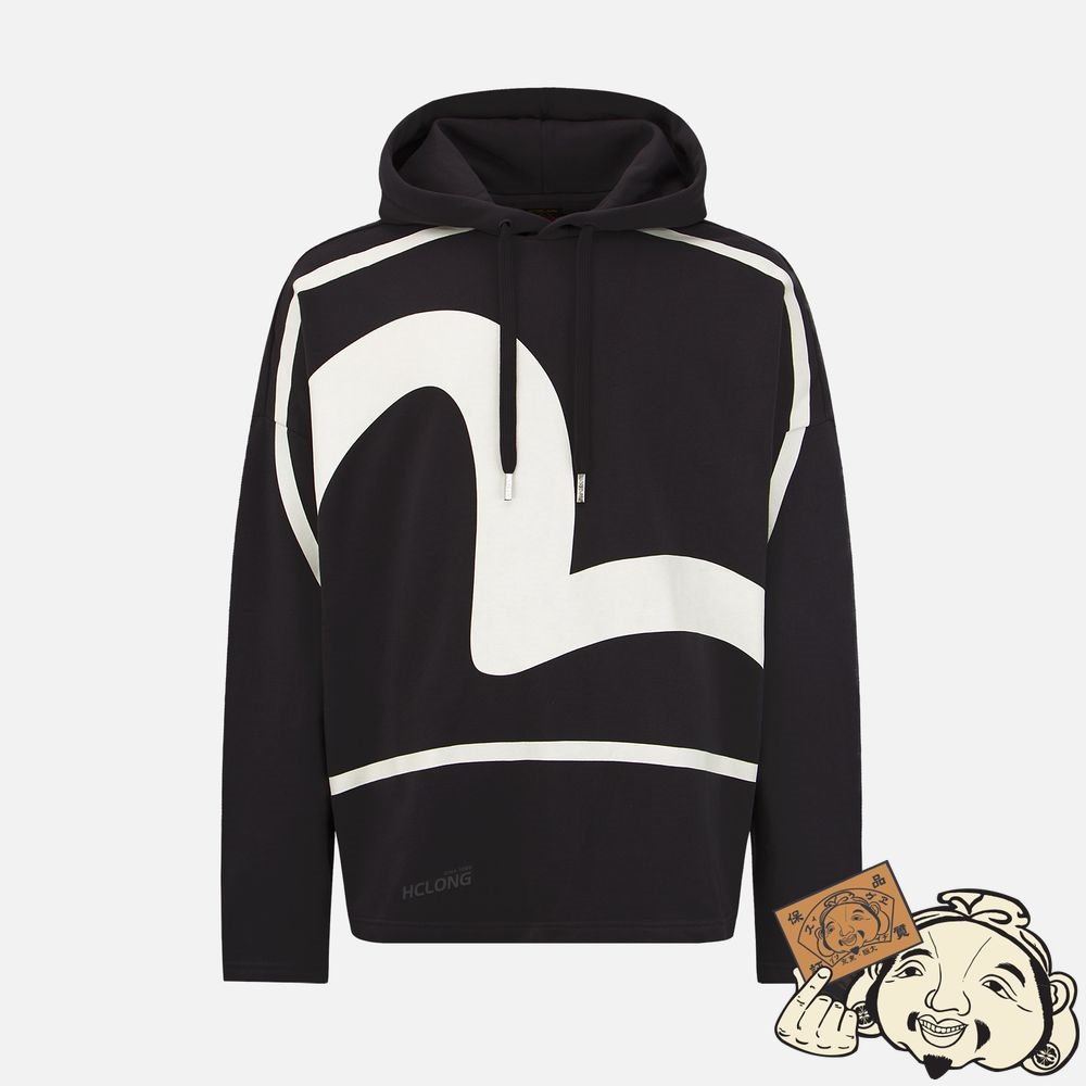 Men Evisu SEAGULL PRINT HOODIE Noir | 073XASVRG