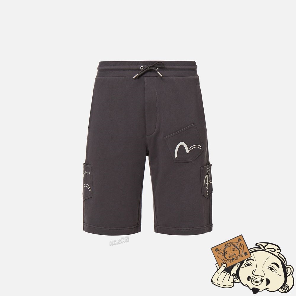 Men Evisu SEAGULL PRINT POCKET SWEAT SHORTS Grise | 186MOGNDL