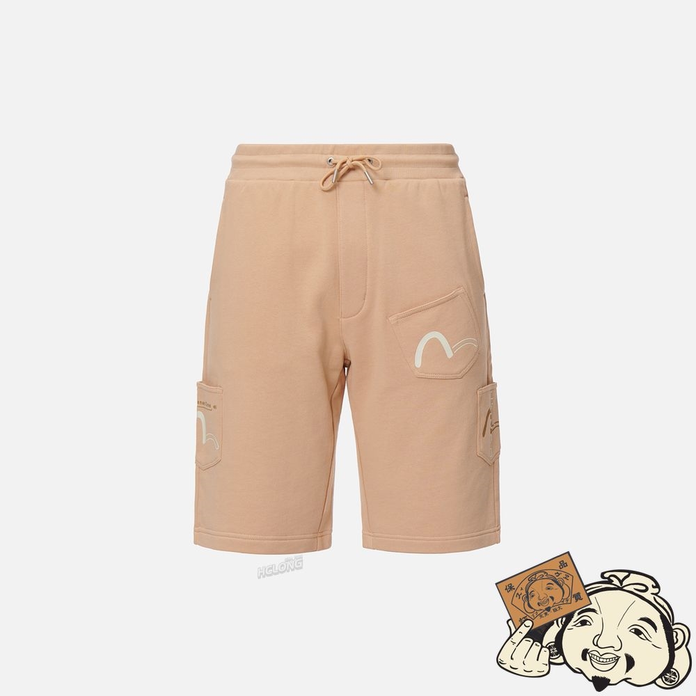 Men Evisu SEAGULL PRINT POCKET SWEAT SHORTS Kaki | 804RGBZXU