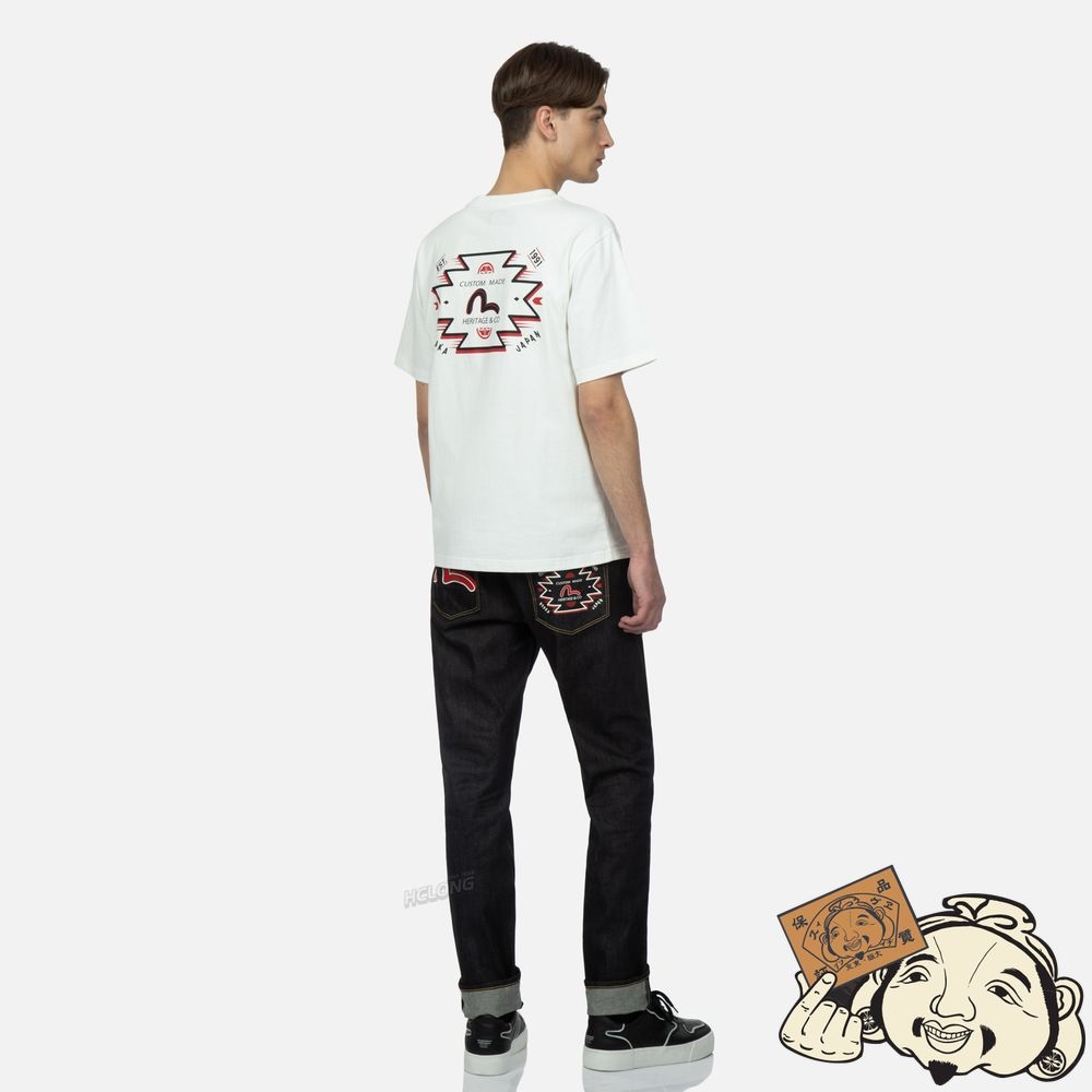 Men Evisu SEAGULL PRINT T-SHIRT Blanche | 281HOGIUL