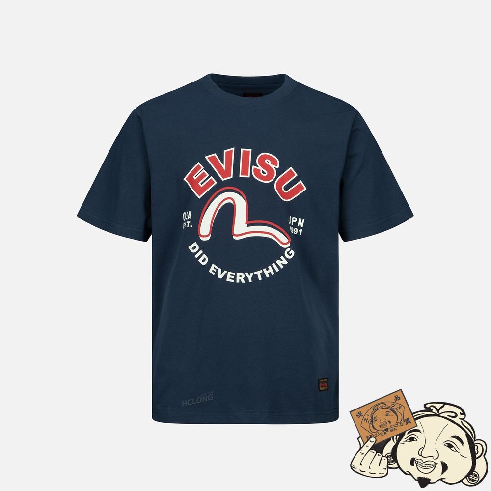 Men Evisu SEAGULL PRINT T-SHIRT Bleu Marine | 810BNHQML