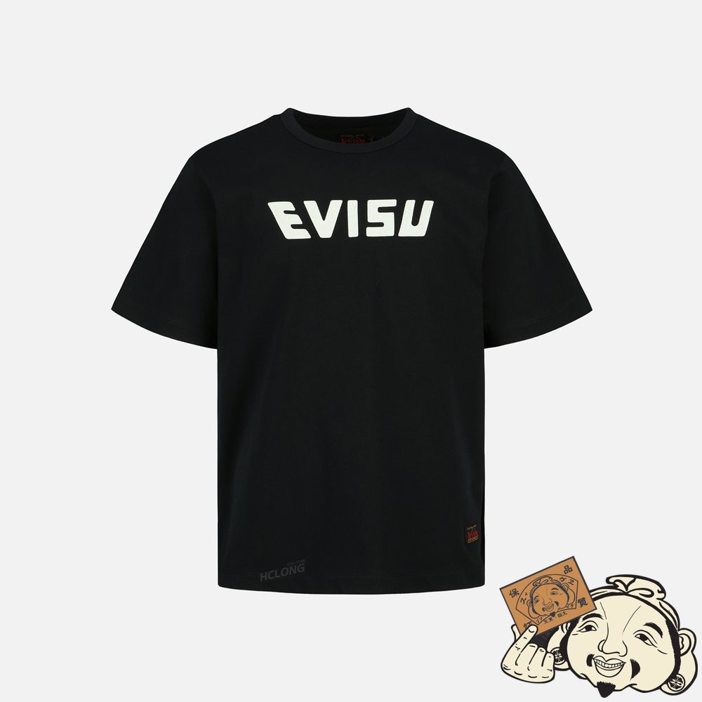 Men Evisu SEA WAVE AND DRAGON KOI-PATTERN DAICOCK PRINT T-SHIRT Noir | 158AYPVJN