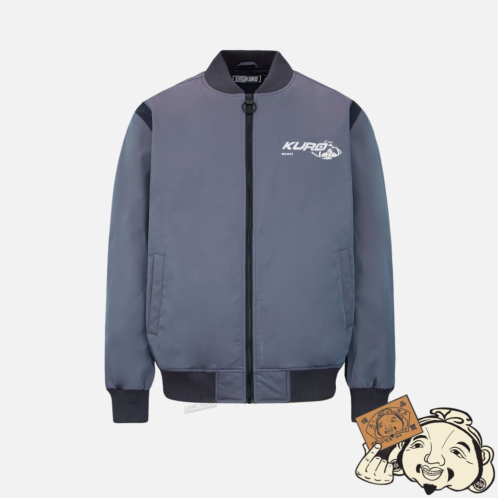 Men Evisu SPRAY PAINT EFFECT SEAGULL PRINT BOMBER JACKET Bleu | 038VUYDCK