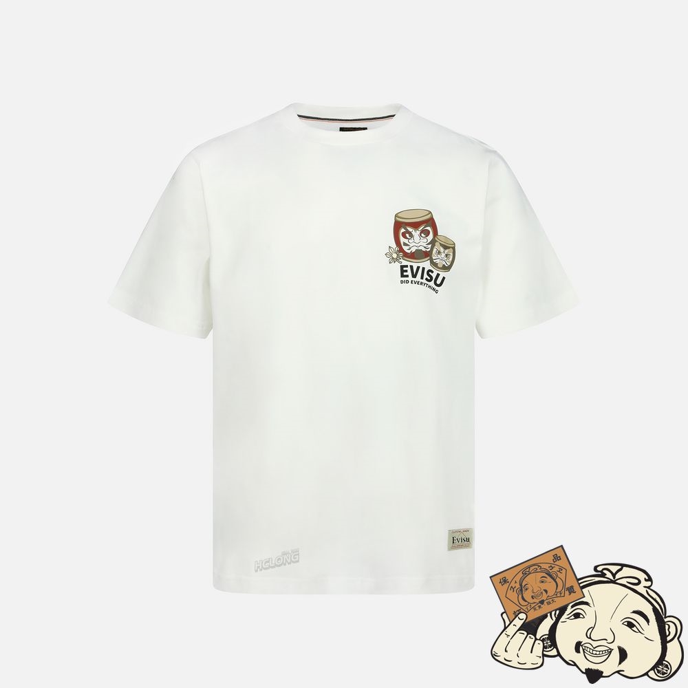 Men Evisu TAIKO DARUMA PRINT T-SHIRT Blanche | 358BJXCKS