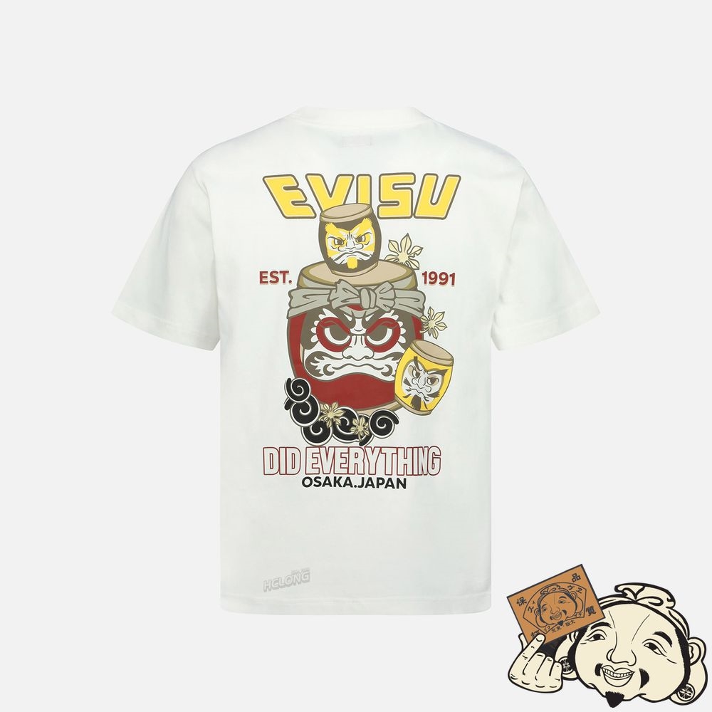 Men Evisu TAIKO DARUMA PRINT T-SHIRT Blanche | 358BJXCKS