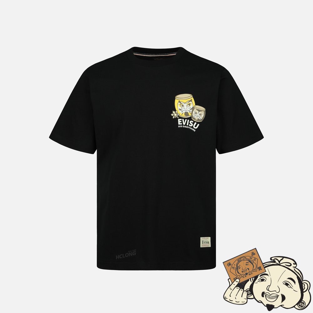 Men Evisu TAIKO DARUMA PRINT T-SHIRT Noir | 491FHAIKO