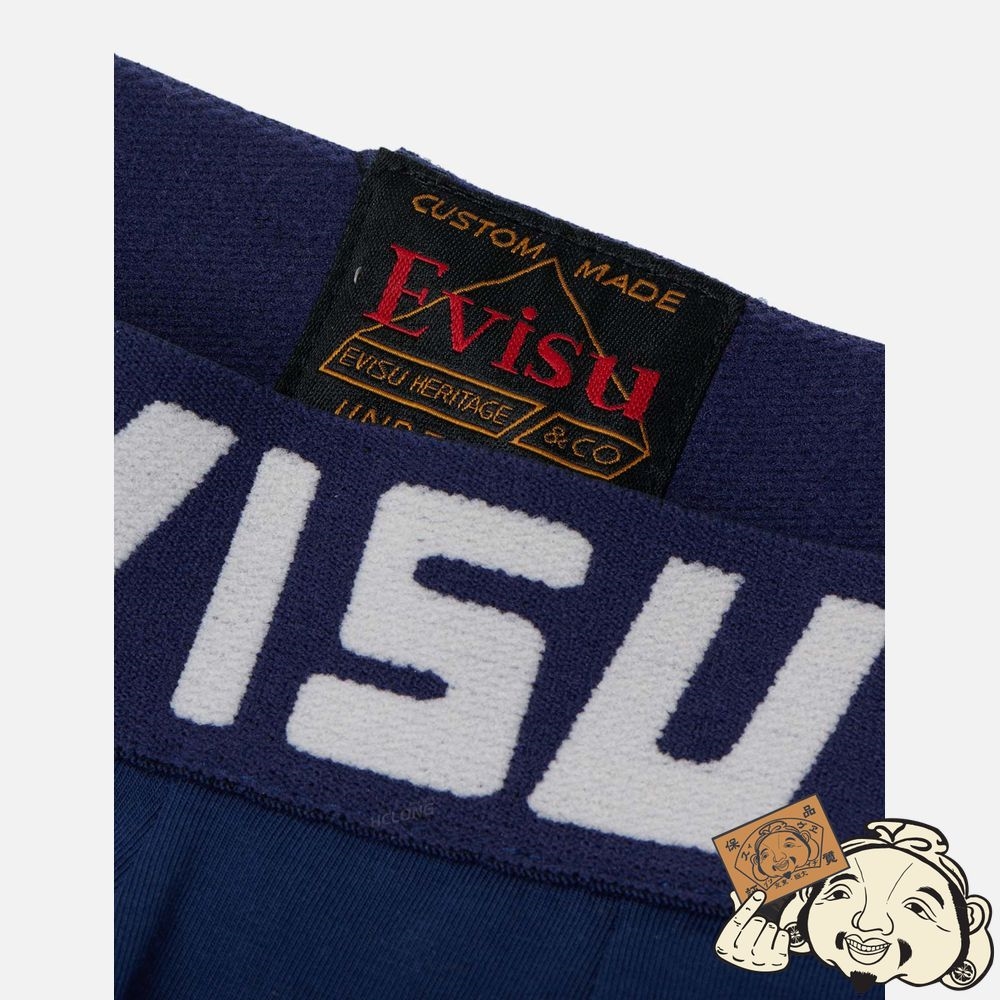 Men Evisu TATTOO KOI-PATTERN DAICOCK PRINT TRUNKS Bleu Marine | 571KVTFOD