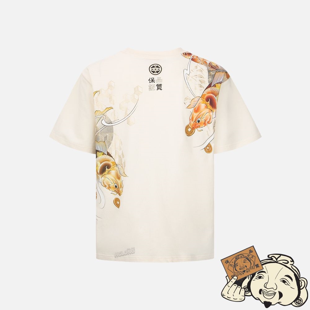 Men Evisu TATTOO KOI PRINT T-SHIRT Beige | 451AYWDKR